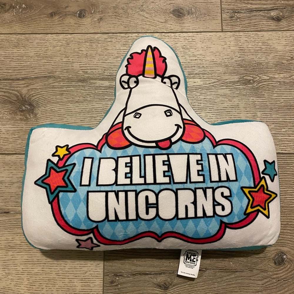 Kids Unicorn Pillow - White and Blue